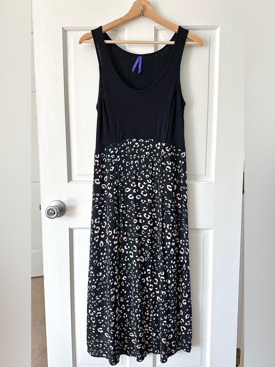 Seraphine Dresses & Skirts - Seraphine Maternity Black Tank Maxi Dress Tan Leopard Print Nursing Size 6